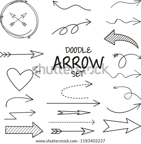 Doodle arrow set , vector illustration