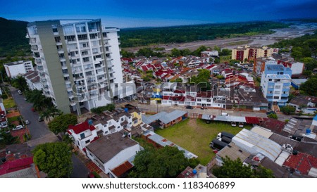 
places with buildings in Villavicencio meta taken with drone