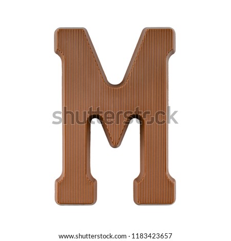 Milk chocolate letter M, isolated