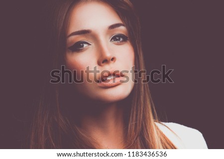 Portrait of a beautiful woman , isolated on black background. Portrait of a beautiful woman