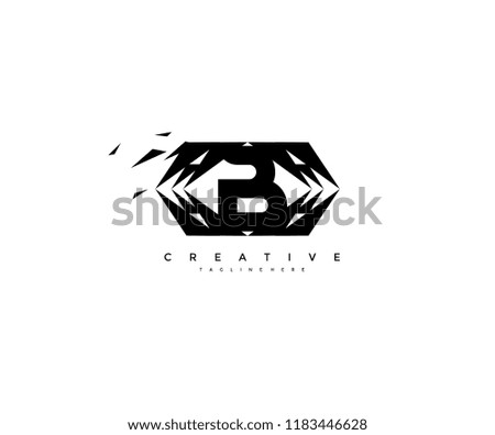 Letter B Abstract Frame Pattern Polygonal Triangle Pixel Logo