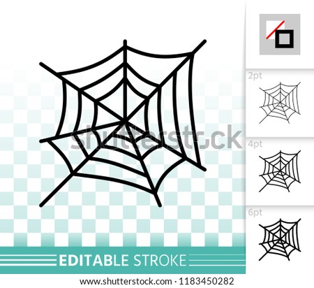 Spider web thin line icon. Cobweb vector isolated on white linear symbol with different stroke width. Spiderweb black outline sign halloween. Editable stroke icon without fill Simple graphic pictogram