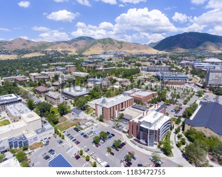 Aerial view of University of Utah in Salt Lake City, Utah, USA.
