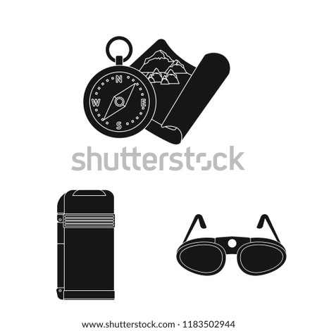 Vector design of mountaineering and peak symbol. Collection of mountaineering and camp stock symbol for web.