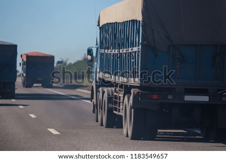 trucks moves on the country highway