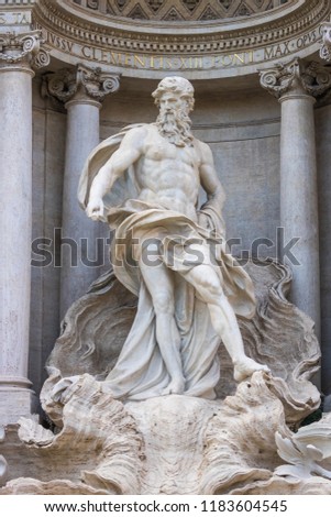 details of the fountain of trevi, Rome, Italy.