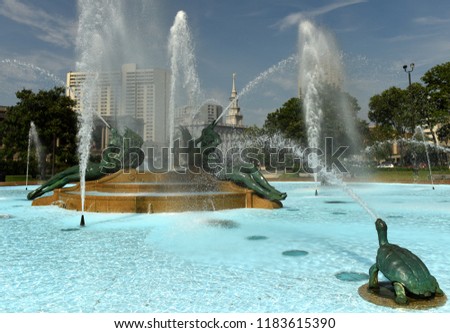 Swann Memorial Fountain in center of Philadelphia, PA, USA 