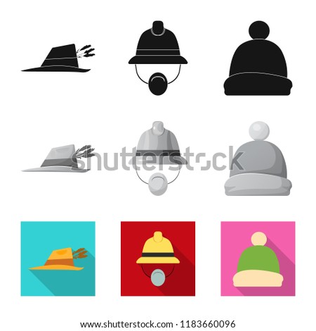 Isolated object of headgear and cap logo. Collection of headgear and accessory stock symbol for web.