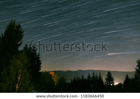 a star trail over the Giant Mountains (Poland)