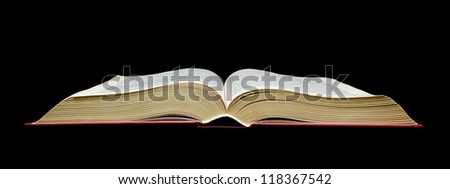 open book isolated on a black background