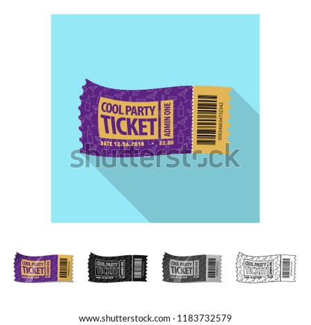 Isolated object of ticket and admission icon. Collection of ticket and event stock vector illustration.