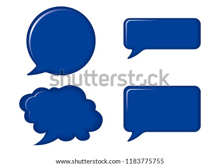 Relief-like three-dimensional, balloon illustration, cartoon, lines,Color blue
