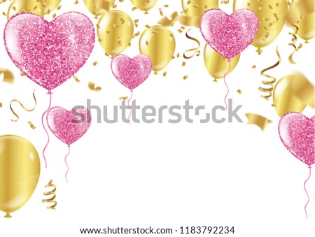 Vector party balloons illustration. Confetti  Greeting card design template confetti. Celebrate brochure or flyer .Happy New Year