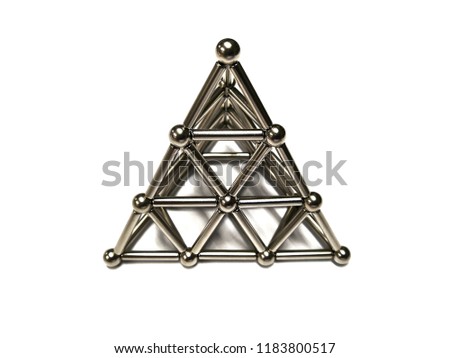 metal molecule structure on white background with a soft shadow.The symbol of connection. A molecule or a net.