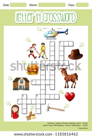 Letter H crossword template illustration