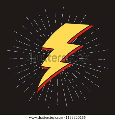 Vector colorful retro  with lightning bolt signs with sunburst effect