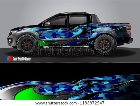 pick up truck and car decal design vector. abstract modern tribal background livery for vehicle vinyl wrap