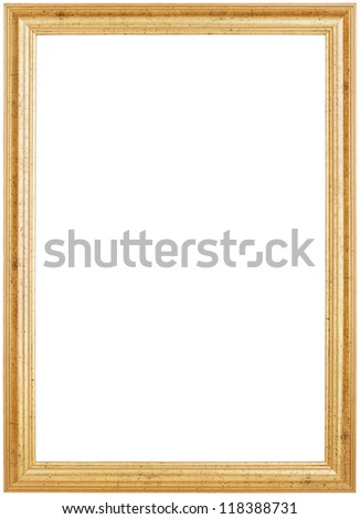 Gold picture frame isolated on white with clipping path