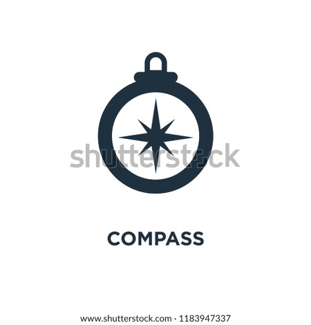 Compass icon. Black filled vector illustration. Compass symbol on white background. Can be used in web and mobile.