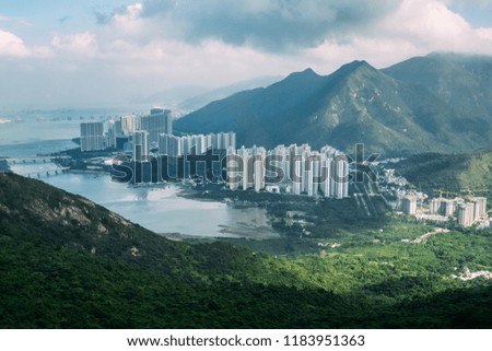 Hong Kong view point with beautiful sky and mountains, Hong Kong