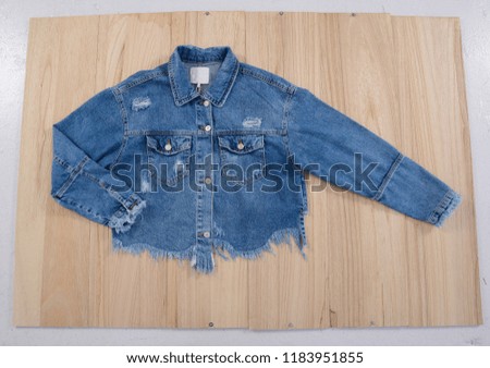 Blue jacket Jeans denim on hanging 
