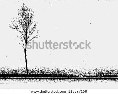 branch silhouette on grunge background
