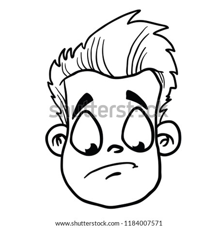 man with sad face cartoon illustration isolated on white
