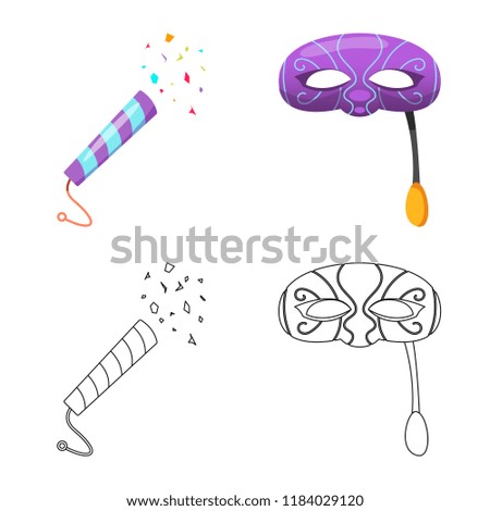 Vector illustration of party and birthday sign. Collection of party and celebration stock symbol for web.