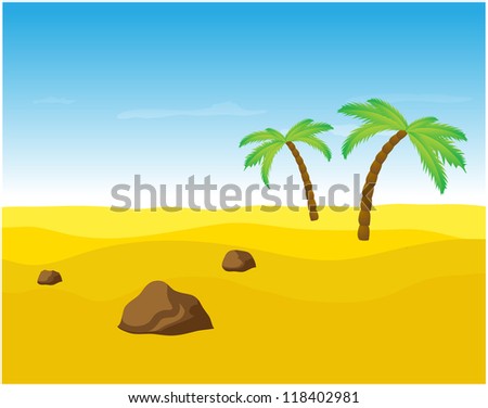 Palm trees in the desert, vector illustration