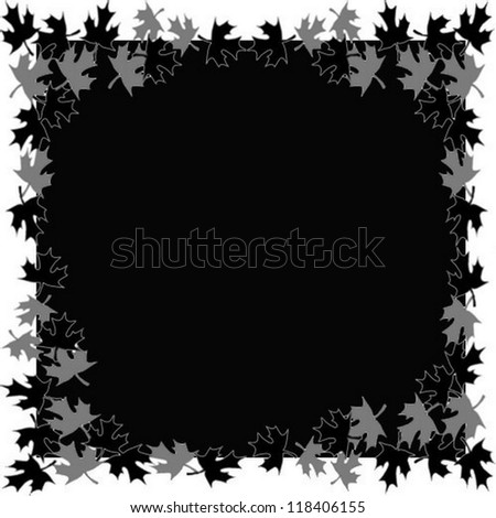 Grunge black  square with leaves frame and   place for your text or design