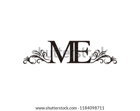Vintage initial letter logo ME couple wedding name