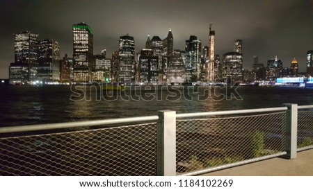 New York at night seen from Brooklyn Bridge Park Pier 3
