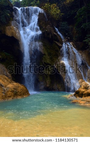Kuang Si (Xi) Waterfall is the biggest in the Luang Prabang area with three tiers leading to a 50-metre drop into spectacular azure pools before flowing downstream.