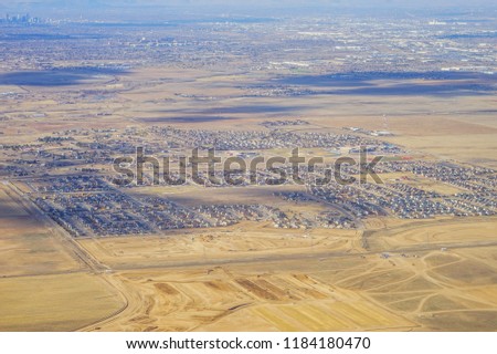 Aerial view of farm in Denver, Colorado, USA