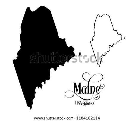 Map of The United States of America (USA) State of Maine - Illustration on White Background Royalty-Free Stock Photo #1184182114