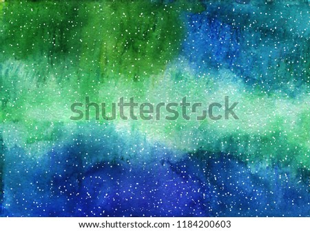 Watercolor space background. Nebula and stars. Science wallpaper illustration. View from Venus, Mars, Moon, Earth