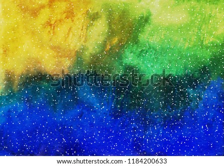 Watercolor space background. Nebula and stars. Science wallpaper illustration. View from Venus, Mars, Moon, Earth