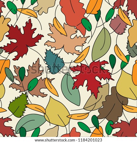 Autumn foliage in abstract style. Seamless vector pattern is good for any kind of prints 