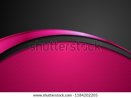 Purple and black abstract background with glossy wave. Vector design