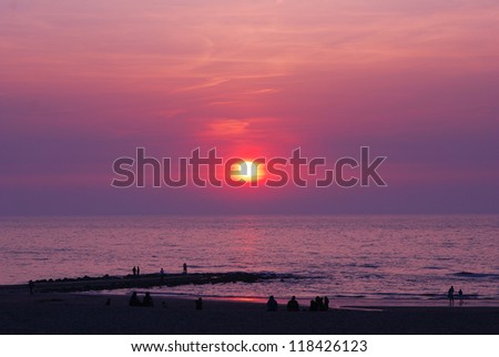 Sunset on the beach, Scheveningen, Netherlands