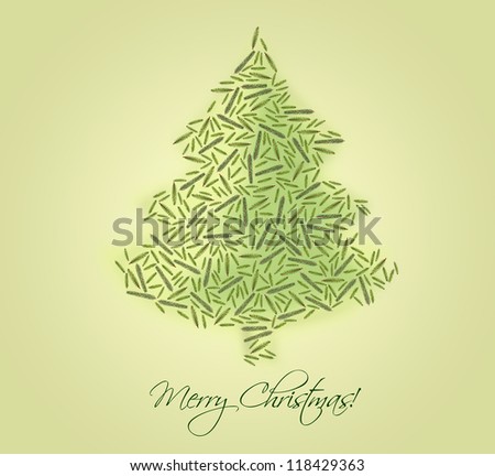 Christmas tree made of fir branches - seasonal greeting card