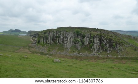 Hadrian's Wall on Great Whin Sill Royalty-Free Stock Photo #1184307766