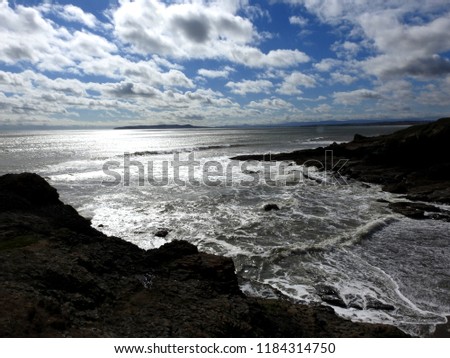 Portrane and Donabate cliff walk image of sea, cliffs and beach.