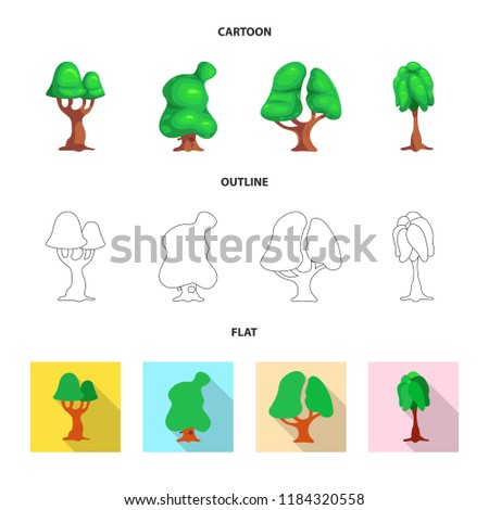 Vector illustration of tree and nature sign. Collection of tree and crown vector icon for stock.