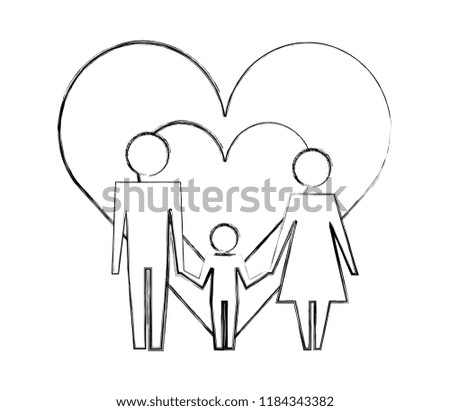 pictogram family in the love hearts together