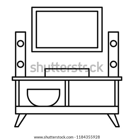 Home tv system icon. Outline illustration of home tv system icon for web design isolated on white background