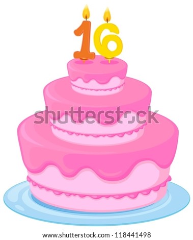 illustration of a birthday cake on a white background