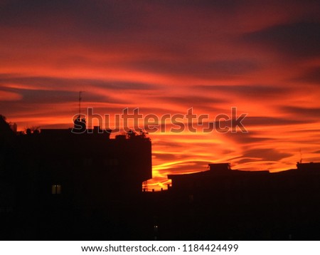 Awesome sunset background over a city