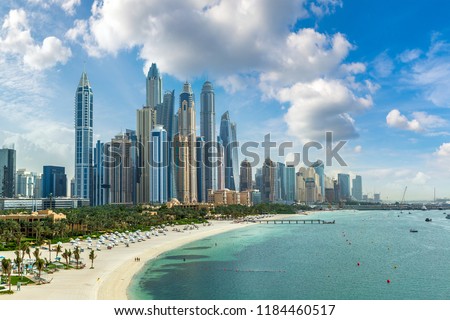 Dubai Marina in a summer day, United Arab Emirates Royalty-Free Stock Photo #1184460517