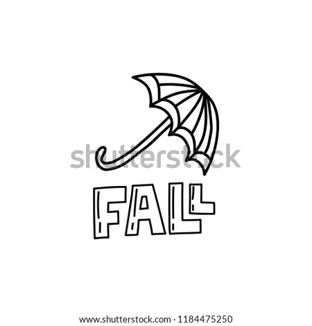 Vector fall doodle illustration with umbrella